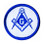 Blue Lodge Round Masonic Patch - Classic Freemason's symbol with blue and white compass and square on round surface.