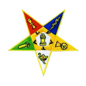 Order of the Eastern Star Masonic Patch - Classic coloful OES star symbol with cut out design.