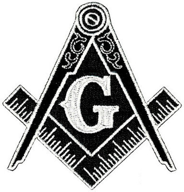 Black and white Masonic Cut Out Shaped compass & square Iron on Patches For Freemasons 