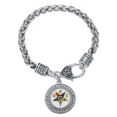 OES Silver Tone Chain Link Bracelet with Order of the Eastern Star Symbolism Jewelry - One Size fits most adjustable wristlet.