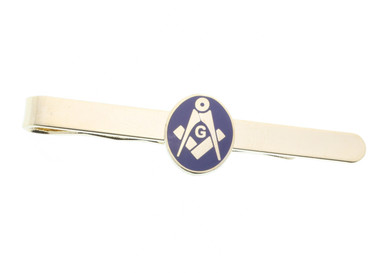 Masonic Lodge Regalia - Round Symbol Tie Clip / Tie Bar - Gold Color with Classic Freemasons Emblem 