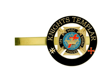 Knights of Templar - Tie Bar / Tie Clip for Free Masons with color enamel standard symbolism - In Hoc Signo Vinces 