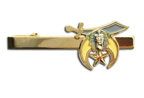 Masonic Shriner - Tie Bar / Tie Clip for Free Masons with color enamel  standard symbolism.