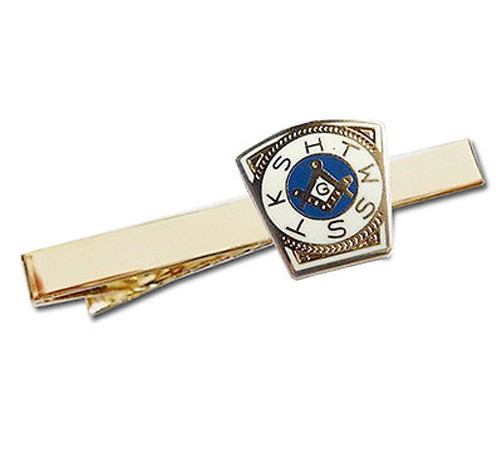 Gold Royal Arch Freemasons Masonic Mark Master Keystone Tie Clip Tie Bar