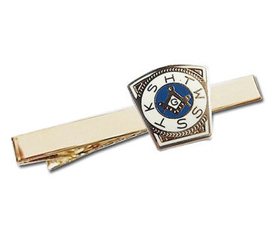 New - Masonic Mark Master Keystone Tie Clip / Tie Bar - Gold Color with Royal Arch Freemasons Symbol 