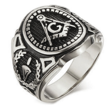 Silver Color Freemason Ring - stainless steel with classic center ...