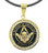  Widows Sons - Gold Color Stainless Steel Masonic Freemason Pendant Medal Charm with CZ Rim and Skull Square and Compass - In Memory Of Hiram Abiff. Includes PVC Chain Necklace 