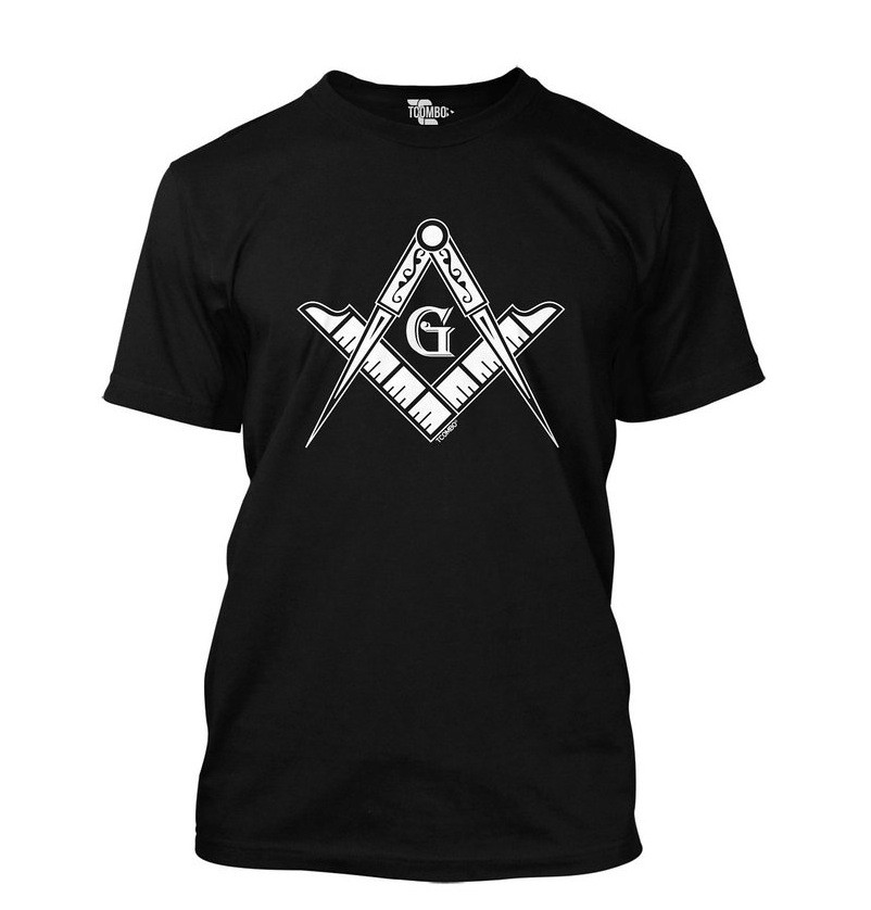 Black Masonic T-Shirt For Freemasons - Bold White Masonic Compass