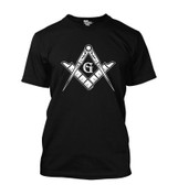 black freemason's t-shirt with white compass and square - masonic apparel