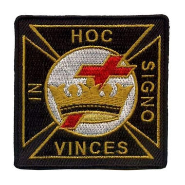  Black and Gold Color Knights of Templar Patch for Freemasons - Classic In Hoc Signo Vinces text and Symbolism for Freemason