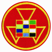Past High Priest Masonic Patch - Colorful symbol on color red round surface for Freemasons