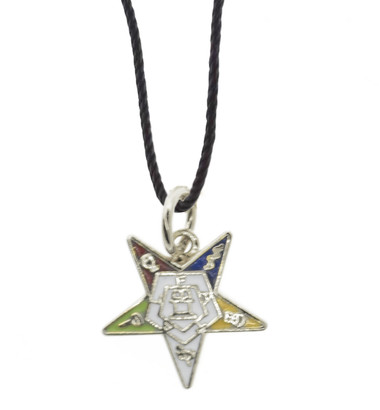 OES Dangling Pendant with Order of the Eastern Star Symbolism - Includes Black PVC Necklace