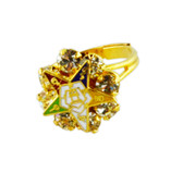 OES Gold-Plated Adjustable Ring with CZ Stones - Order of the Eastern Star Symbolism Jewelry - One Size fits most.