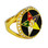 Order of the Eastern Star OES Ring - Black and Gold Tone CZ Stones - Masonic Symbolism Jewelry