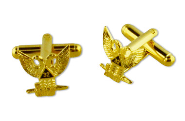 Scottish Rite 32nd Degree - Wings Up (Bald Eagles) - Masonic Cufflinks - Gold tone with color enamel - Classic Freemasons Symbol. Masonic Regalia Merchandise for the Lodge
