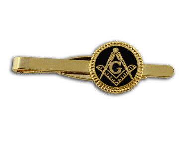  Masonic Tie Bar / Tie Clip for Free Masons with black enamel weaved circle symbolism