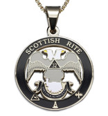 Scottish Rite 32nd Degree - Silver Color Stainless Steel Masonic Freemason Pendant Medal Charm. Double Headed Eagles. Includes Necklace
