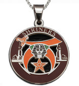 Shriners - Silver Color Stainless Steel Masonic Freemason Pendant Medal Charm. Includes Necklace 