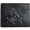 black masonic bifold wallet with compass and square
