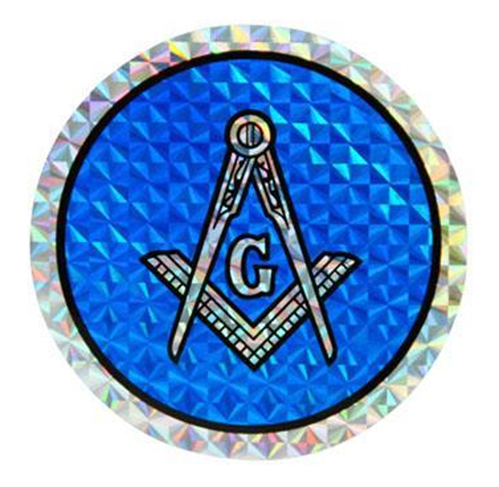 Reflective Round Masonic Car Window Sticker Decal - Masonic Car Emblem with  Blue Compass and Square logo. (Thin sticker with back adhesive) - Mason Zone