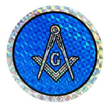 masonic car decal bumper Blue Round Masonic Car Window Sticker Decal - Masonic Car Emblem with blue and white Compass and Square logo.