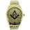Gold tone  freemason watch for sale blue compass