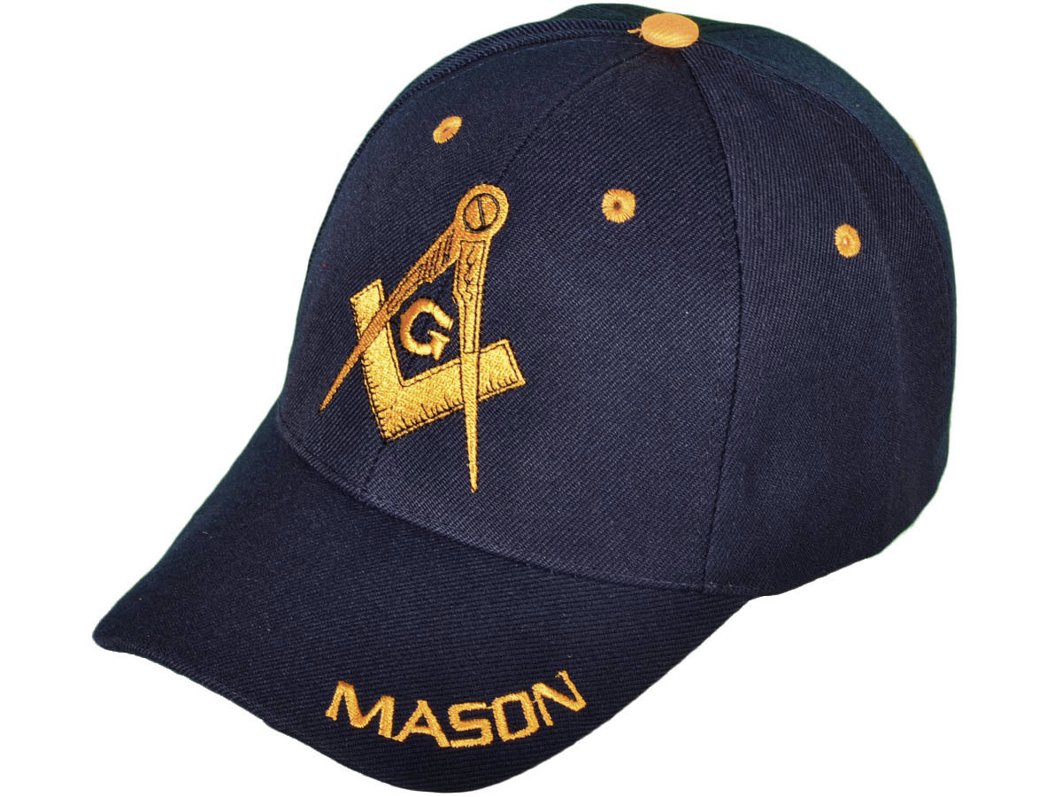 Dark Blue Navy Masonic Baseball Cap Golden Masonic Order Symbol