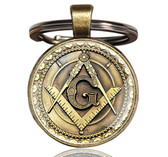 gold masonic compass and square keychain for freemasons