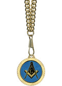 gold and blue compass masonic freemason pendant with necklace