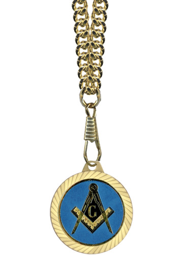 gold and blue compass masonic freemason pendant with necklace