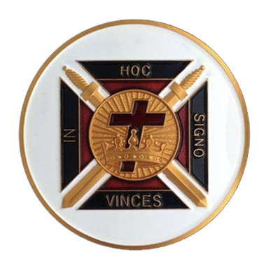 Freemasons Car Emblem / Knights of Templar Cross - In Hoc Signo Vinces symbol with White background. Masonic Car Bumper Decal. 
