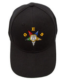 Black OES order of the eastern star baseball cap. O.E.S star logo 