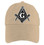 tan freemason baseball cap with black compass and square logo
