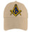 tan masonic baseball cap with gold compass and square symbol 
