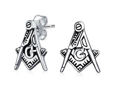 freemason earrings - compass and square symbol 