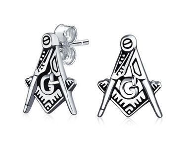 freemason earrings - compass and square symbol 