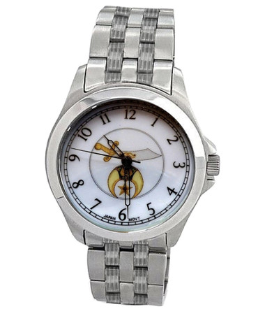 Shriner Watches - Masonic Symbol on Full Silver Color Steel Band and Face - For Freemasons