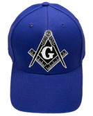 blue masonic baseball cap with freemason logo compass & square symbol