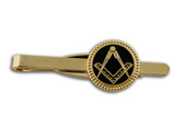 Blank  Masonic Tie Bar / Tie Clip for Free Masons with black enamel weaved circle symbolism