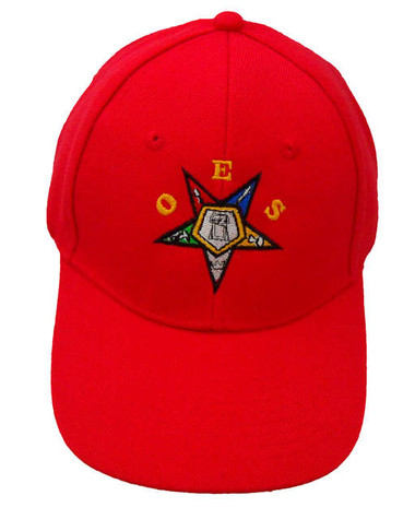 Red OES - order of the eastern star baseball cap, masonic hat, masonic caps. Masonic clothing & Accessories. O.E.S. hat cap