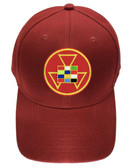 High Priest Masonic Baseball Cap - Red Hat with Colorful High Priest Masonic Symbol - One Size Fits Most Adults. Freemason Merchandise, Clothing and Apparel.