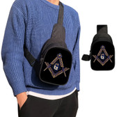 Black Masonic Messenger Bag for Freemasons - Gold Compass and Square Logo - Shoulder Bag