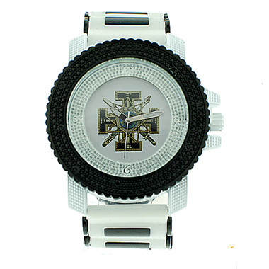 Knights of Templar Watch - Black and White Silicone Band - Masonic Symbol - Color Face Dial Watch with Swords, Crosses, Pillars etc.