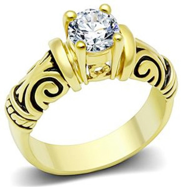 Womens Gold Plated Middle Stone Tribal Ring - Love and Promise Ring / Commitment Marriage Engagements