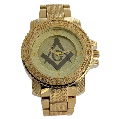 gold tone masonic watch for freemasons