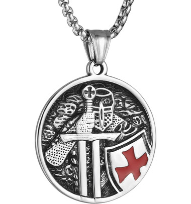Masonic Pendant Knights of Templar Glowing Shield Freemason Symbol / For Free Masons Necklace