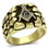 Gold Plated Rocky Face Freemason Ring / Masonic Ring - Enamel & Stainless Steel Band for a Mason - Masonic rings cheap for sale