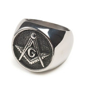 Freemason Ring / Masonic Rings for sale - Chiseled Enamel and Steel Band for Masons