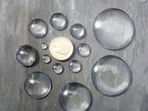 Crystal Clear Domed Round Glass Cabochons 35mm