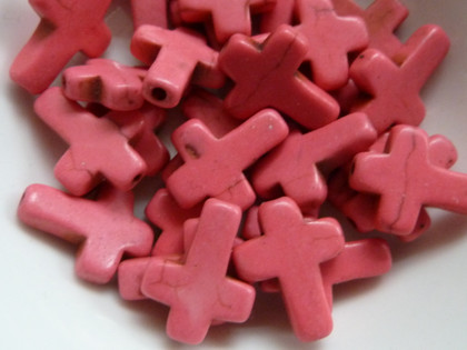 Dyed Howlite Pink Small Cross 